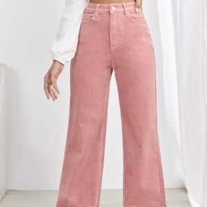 High Waist Slant Pocket Cord Pants